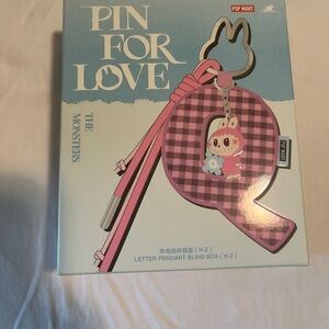 Letter “X” Pin with Love Labubu Keychain by Pop Mart